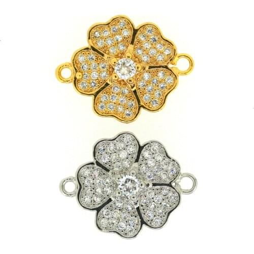 Wholesale Vintage Jewelry Fittings Flower conbic zironia Pinch Push Clasps Hot Sale Jewelry Connectors For Jewelry Making Diy