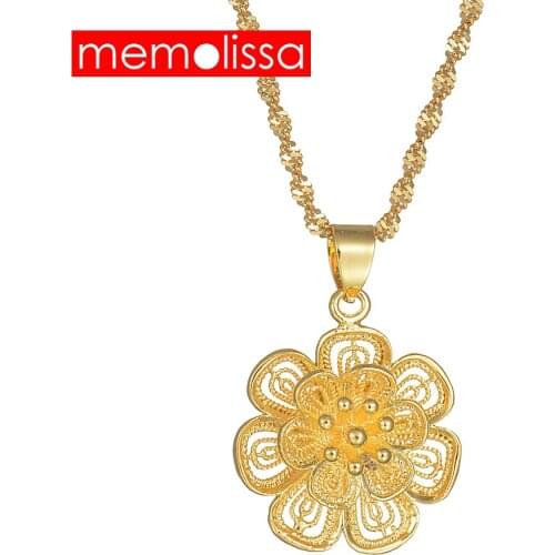 MeMolissa Fashion Flower Pendants Necklaces for Women Gold Color Copper Durable Necklace Jewelry Vintage Item