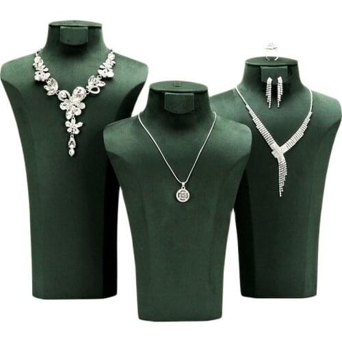Necklace display stand portrait neck green ring earrings necklace jewelry jewelry display stand set