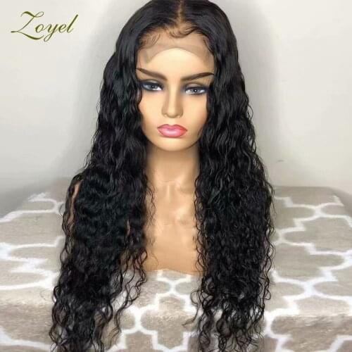 Zoyel Black Long Curly Lace Wigs with Baby Hair for Women kinky Curly Hair Synthetic Lace Front Wigs Heat Resistant Fiber