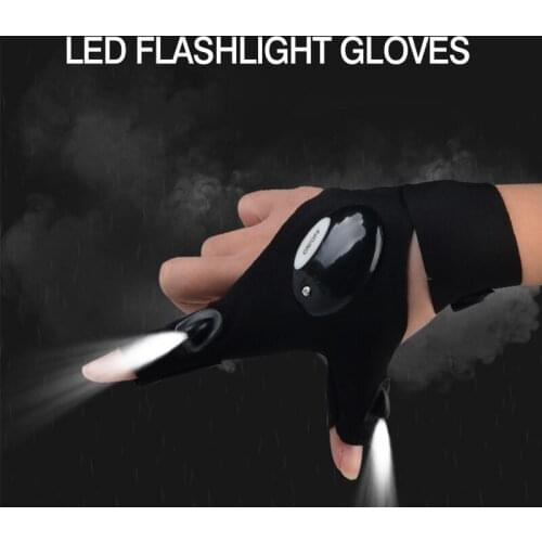 1PC Magic LED Light Glove Strap Fingerless Glove Hand Cover Flashlight for Cycling Camping Hiking Fishing Outdoor Glove Light