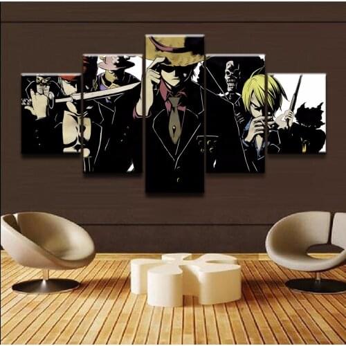 Posters Prints Painting Wall Pictures Framework 5 Panel Animation One Piece Modular Canvas Art For Living Room Home Decor