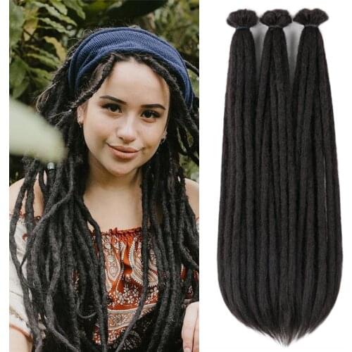 Full Star 100% Handmade Dreadlocs Crochet Hair Reggae Synthetic Dreads Hair Extension For Women 18 color Straight Braiding Hair