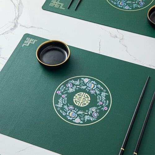 Luxury leather placemat Waterproof oilproof non-slip heat-resistant western table mat Pad Coaster 30x45cm customize tablecloth