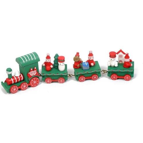 Christmas Decorations Wooden Trains Holiday Gift Window/Table Crafts Decor
