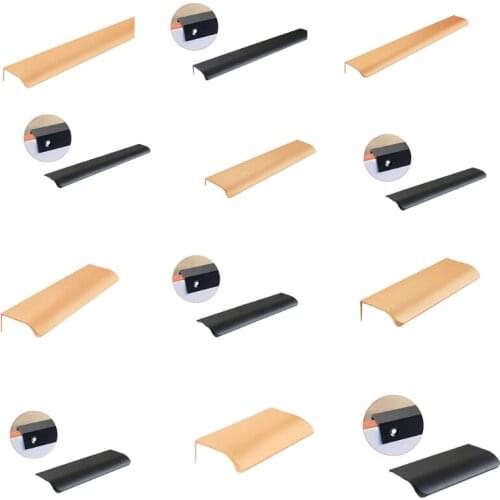 Aluminum Alloy Cabinet Drawer Handle Modern Furniture Hidden Long Handle Mount Finger Edge Pulls Nordic Concealed Handle