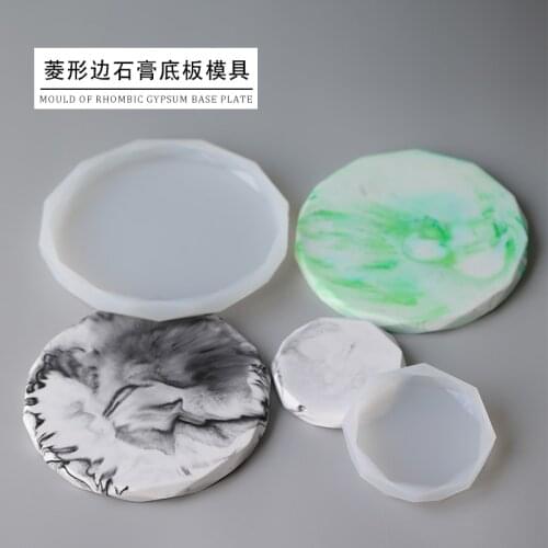 Concrete Base Tray Silicone Mold Geometric Round Heart Candlestick Candle Holder Molds Gypsum Plaster Mould