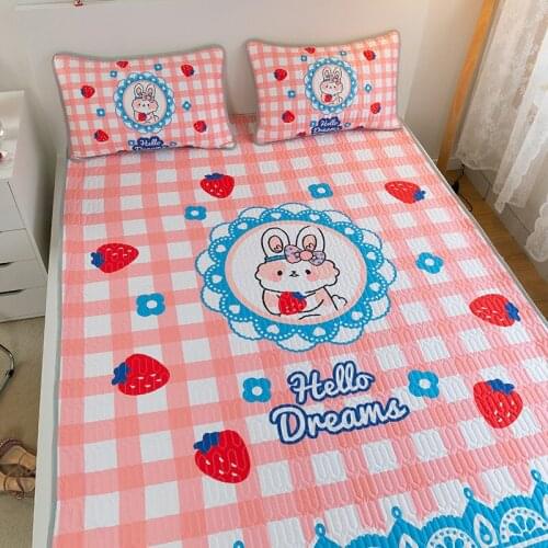 Quilting Latex Summer Sleeping Mat with Pillowcase Cartoon Cool Breathable Bed Mat Kit Home Decor Bed Mattress Protection Pad