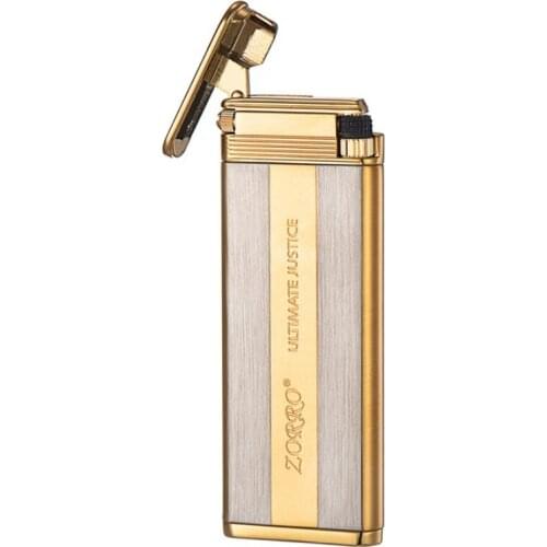 2021 NEW Zorro Ultrathin Pure copper shell metal Butane inflatable gas cigarette lighter Unusual men women Smoking gift（no fuel