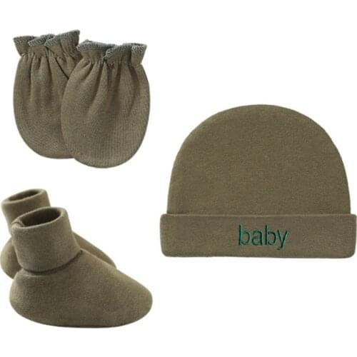 Baby Newborn Mittens Socks Warm Cap Kit Infants Anti Scratching Cotton Gloves+Hat+Foot Cover Set