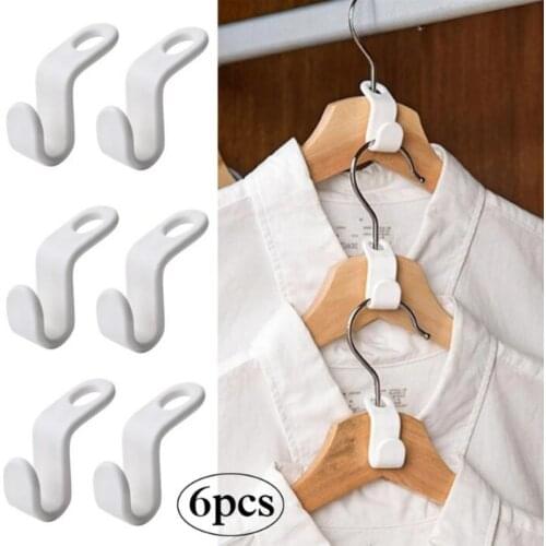 6/12/24 Pcs Clothes Hanger Hook Folding Storage Clothes Rack Wardrobe Hanging Hanger Connection Hook Space Saving Connectors