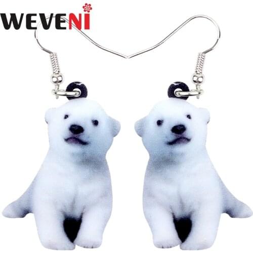 WEVENI Acrylic Smile Lying Polar Bear Earrings Long Dangle Drop Trendy Jewelry For Women Girls Bijoux Female Party Gift Dropship