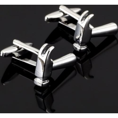 XK497 High quality mens shirts Silvery Hammer Cufflinks senior clothing accessories, 3 double packaged for sale