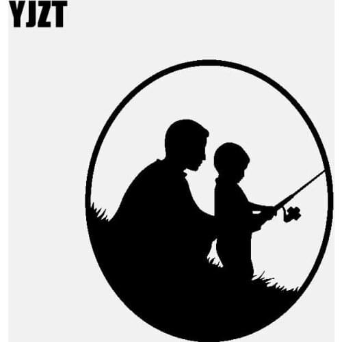 YJZT 11.4CM*13.1CM Car Stickers Vinyl Decal Fishing Son And Father Family Cool Decor Black/Silver C3-2209