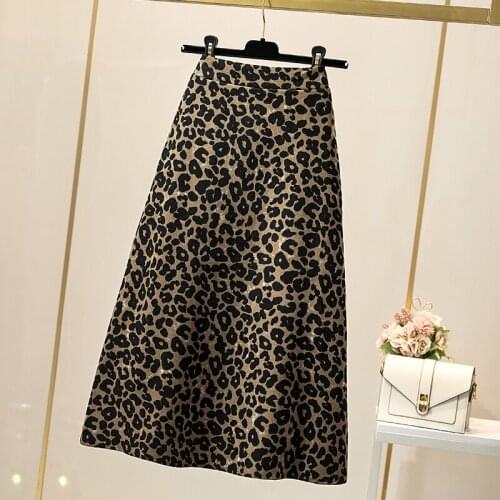Leopard Long Plus Large Size Oversize Korean Style Fashion WomenS Clothing Vintage 2021 Casual High Waist Skirts Female