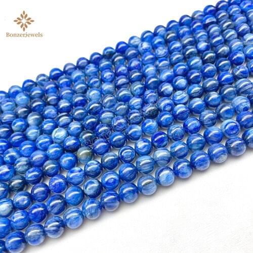 Natural Blue Kyanite Round Shape Healing Stone Beads For Jewelry Making Diy Bracelet 6/8mm 15inches Strand