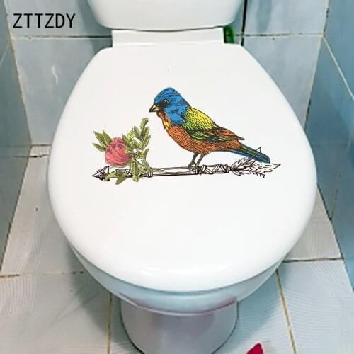 ZTTZDY 26×13.1CM Fun Flowers And Birds Home Living Room Wall Stickers Classic Toilet WC Decor T2-1348