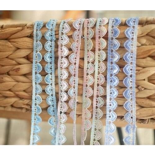 1Meter Hearts Candy Color Lace Trim Handmade Ribbon Sewing Turban Skirt Curtain Gift Wrapping Guipure Clothes Accessories LA1524