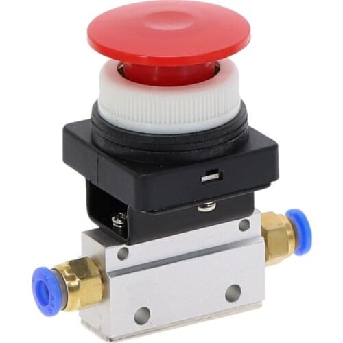 1pcs MOV-03APPL 1/8" PT Thread Three Way Two Position Red Mushroomhead Pneumatic Valve w Fittings