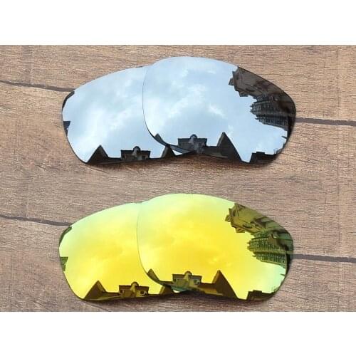 Vonxyz 2 Pairs Chrome Mirror & 24K Mirror Polycarbonate Replacement Lenses for-Oakley Jawbone Frame