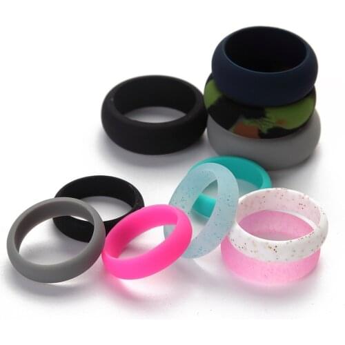 2pcs Environmental Silicone Rings Crossfit Sport Finger Band for Charm Men Women FDA Hypoallergenic Flexible Rubber Wedding Ring