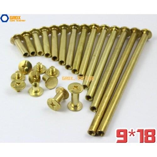 50 Pieces 9 x 18mm Brass Plated Chicago Screw Stud Rivet Belt Strap Fastener (5mm Shank Diameter)