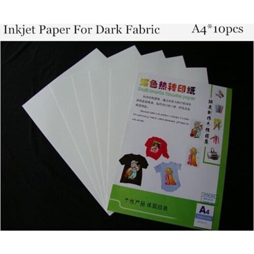 A4*10pcs) Dark Iron on Inkjet Heat Transfer Paper For Cotton Tshirts Thermal Transfer Papel For Dark and Light Fabrics HTW-300