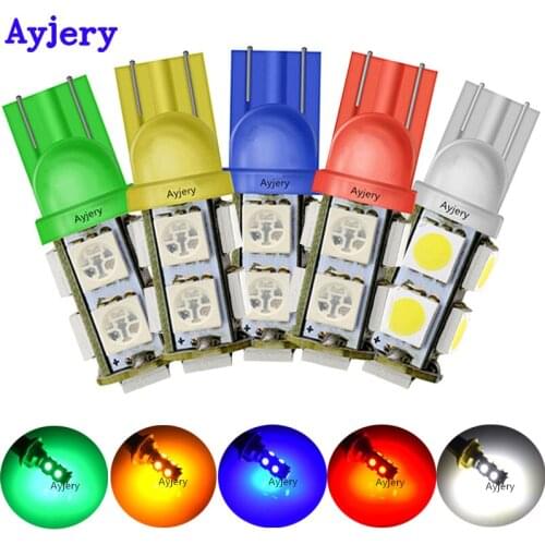 AYJERY Wholesale 300pcs/Lot Clearance lights DC 12V T10 9 SMD LED 5050 9SMD 9Led White Blue Lamp Wedge Car LED Interior Light