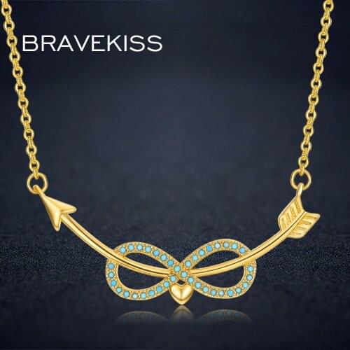 BRAVEKISS Arrow Pendant Necklace Fashion Infinity Hollow Heart Golden Color Chain Heart Necklace For Women Jewelry BUN0242A