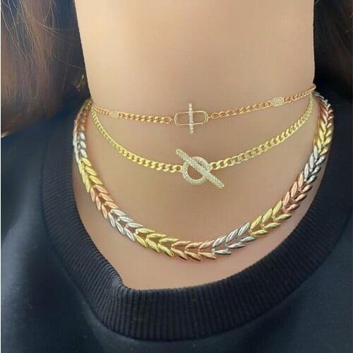 2021 New Iced Out Bling 5A Cubic Zirconia Paved CZ Toggle Clasp Gold Color 5MM Width Curb Miami Cuban Link Chain Choker Necklace