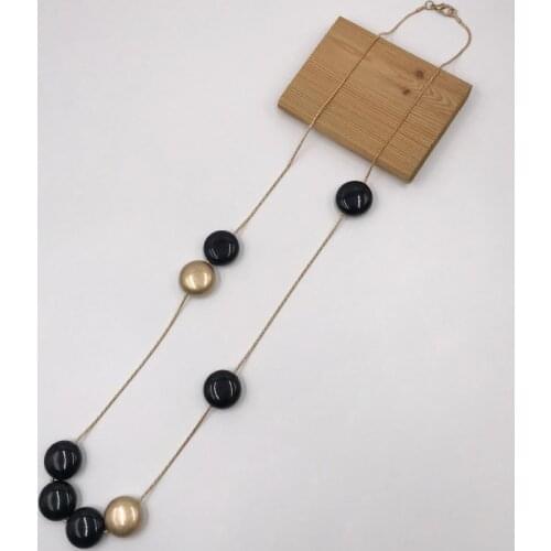 Kara&Kale Boho Fashion Jewelry Long Necklace Pendants Sweater Chain Acrylic Beads Earthy Snake Chain Necklace Women Accessories