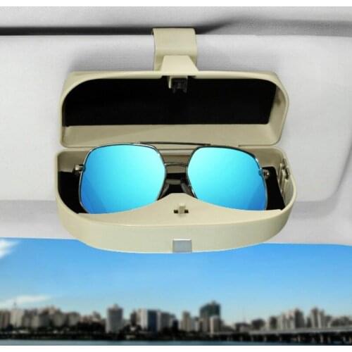 Glasses Case Multifunction Magnetic Car Glasses Box Storage Sunglass Holder Car Sun Visor Card Bill Sunglass