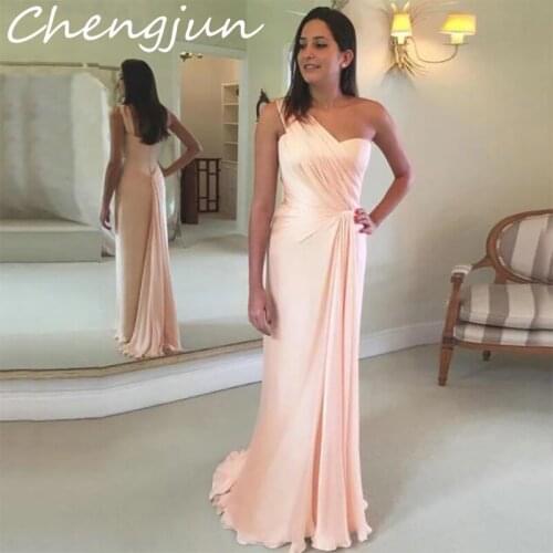 Chengjun Wholesale Price Simple One Shoulder Long Evening Dresses For Women