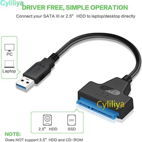 By dhl 200pcs Adapter SATA III USB 3.0 Cable External Hard Drive USB to Serial ATA 22pin Converter Hard Disk for 2.5" HDD/SSD