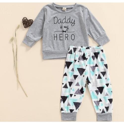 FOCUSNORM 0-5Y Autumn Casual Baby Boys Clothes Sets 2pcs Letter Long Sleeve Pullover Sweatshirt Tops Printed Pant