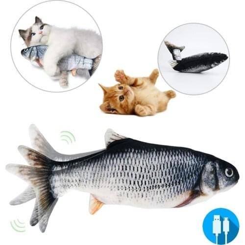 Cat Toy USB Charging Simulation Electric Dancing Moving Floppy Fish Cats Toy Interactive Electric Flopping Cat Kicker Fish Toy