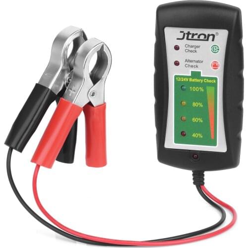 Jtron battery tester 12v/24V LED display Alternator check charger check for Cars Motorcycles Trucks Battery Check