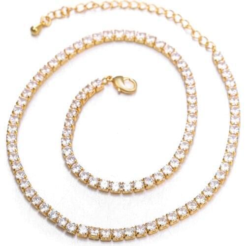 JUWANG 2020 New Fashion Crystal Women Necklaces Jewelry AAA Cubic Zirconia Tennis Chokers Necklaces For Wedding Party Decoration