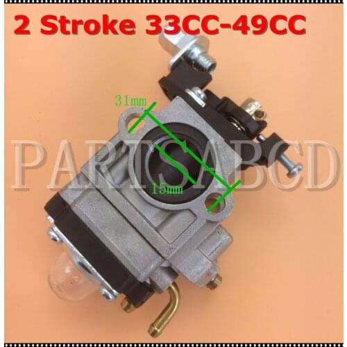 Carburetor Carb 15MM PER MINIMOTO DECESPUGLIATORE TAGLIASIEPE 33 40CC 43CC 47CC 49CC 50CC 2 Storke GAS SCOOTER POCKET MINI BIKE