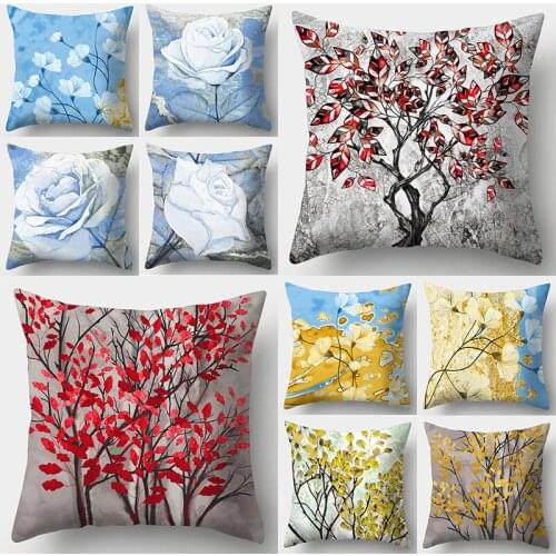 Beautiful Color Flower Cushion Cover 45x45cm Polyester Peach Skin Home Decorative Pillow Cover Sofa Bed Pillow Case