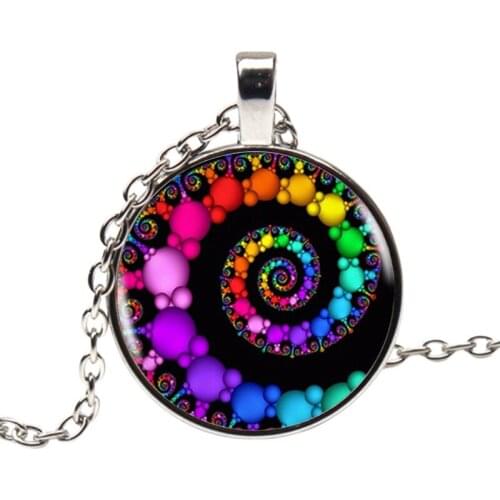 Spiral Pendant fractal necklaces pendants flourish swirls Mandala glass dome necklace sacred geometry art picture jewelry