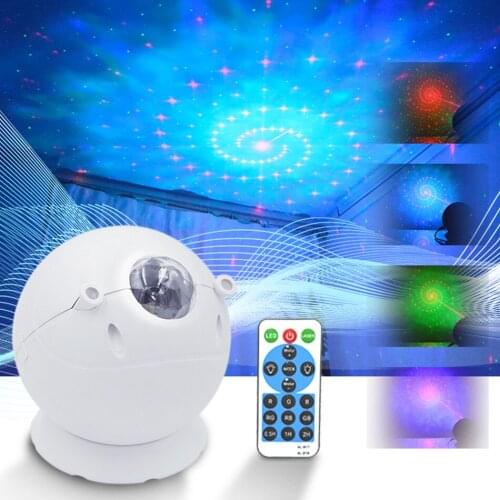 Laser Galaxy Starry Sky Projector Rotating Water Waving Night Light Led Colorful Nebula Cloud Lamp Atmospher Bedroom Beside Lamp