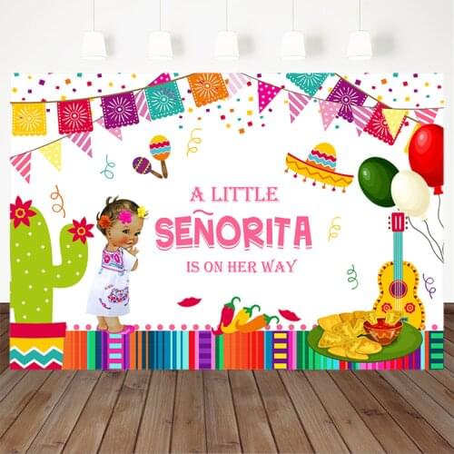 Mexican Fiesta Baby Shower Photography Background Taco Bolt Girl Backdrops Fiesta Baby Shower Decoration Party Banner Supplies