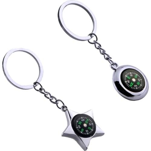 Mini Survival Compass Key Chain Outdoor Camping Hiking Pocket Compass Navigator Carabiner Keyring for Climbing Riding