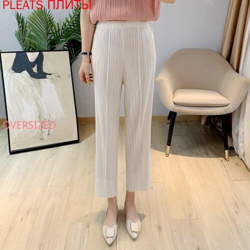 Miyake Pleated Straight-leg Trousers Spring and Autumn Wear New Loose Size Trousers PLEATS Korean Fashion Pantalones Cargo Pants