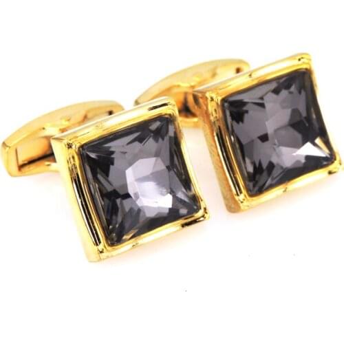 Fashionable mens French shirt Cufflinks gold bottom top grade crystal Cufflinks