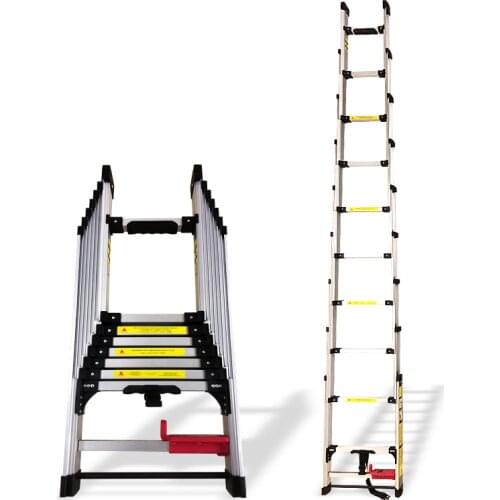 New 4.04M aluminum alloy thickening household telescopic ladder folding ladder straight ladder engineering industrial decoration