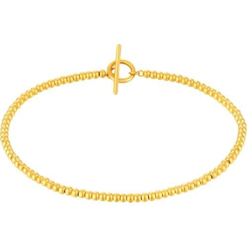 New Arrival 24K Yellow Gold Bracelet Women 999 Gold Beads Bracelet 6inch