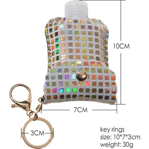 New Hand Sanitizer Holder Keychain Rhinestone Hand Sanitizer Storage Bottle Key Chain Portable Hand-washing Gel Keyring Pendant