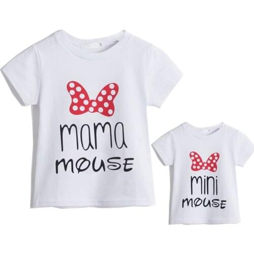 Mother And Daughter Family Matching T-Shirts Family Look Outfits Mama And Mimi Printed Clothes For Mother And 3-8 Years Girls